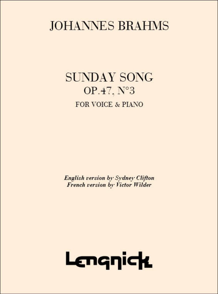 Sunday Opus 47/3 Nr 1for High Voice Song
